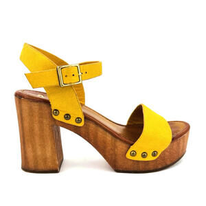 Mia Butter Yellow Mod Platform Hippie Boho Indie Retro Twee Stud Clogs Sandals 9
